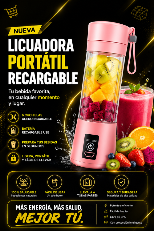 Licuadora Portatil Recargable Con Carga